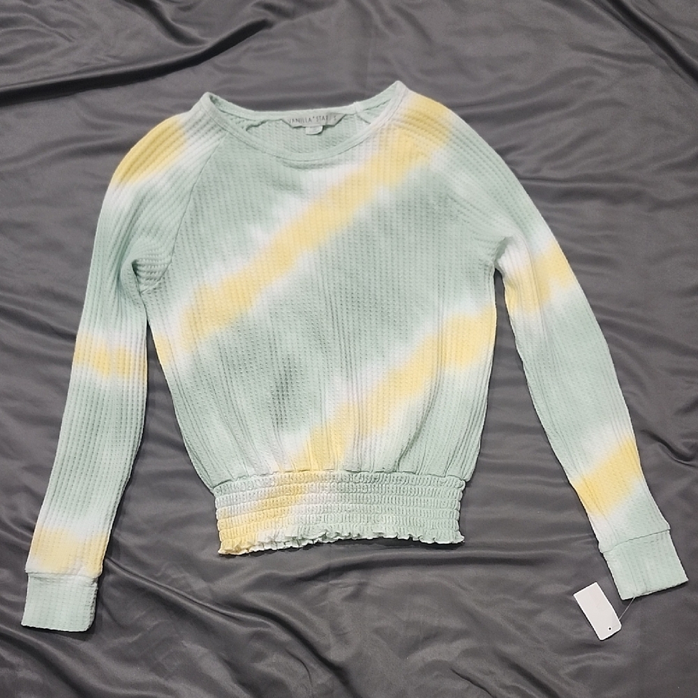 Vanilla Star Pastel Tie-Dye Long Sleeve Top Juniors SMALL NWT